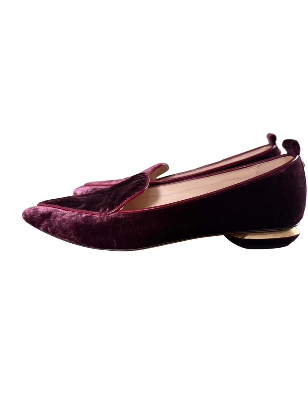 Nicholas Kirkwood Burgundy Velvet Women's Pointed Loafers Size US 6.5 EUR 36.5